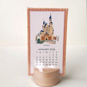 Molly & Rex 2026 World Travel 12 Month Mini 6" Stand Up Desk Calendar, New